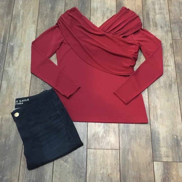 Ann Taylor Tops - Ann Taylor deep red wrap top small NWT
